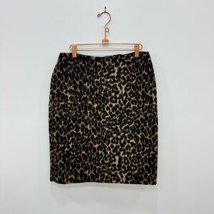 Talbots Petite Wool Blend Leopard Animal Print Pencil Skirt Sz 10 P
